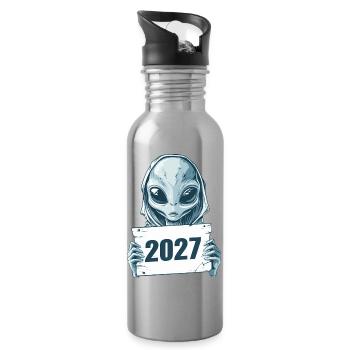 hellblaues Alien 2027 - Trinkflasche mit integriertem Trinkhalm - Lightsilver - Rechts