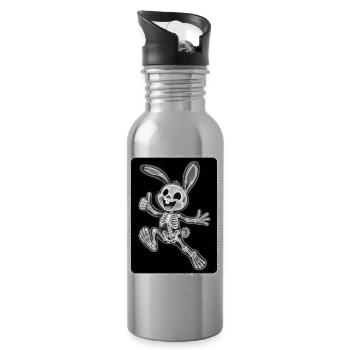 Squelette de lapin à rayons X Drôle de design d’Halloween - Gourde avec paille intégrée - argent clair - Droite