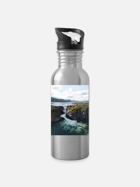 Stora Sjöfallet - Water bottle with straw - silver