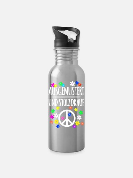 Ausgemustert Frieden Gegen Krieg - Trinkflasche mit integriertem Trinkhalm - Lightsilver
