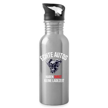 Lustiges Geschenk für Verbrenner Fans - Trinkflasche mit integriertem Trinkhalm - Lightsilver - Rechts