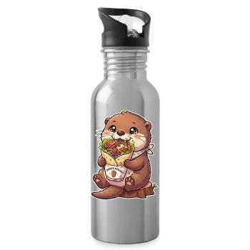 Kawaii Döner Otter - Trinkflasche mit integriertem Trinkhalm - Lightsilver - Rechts