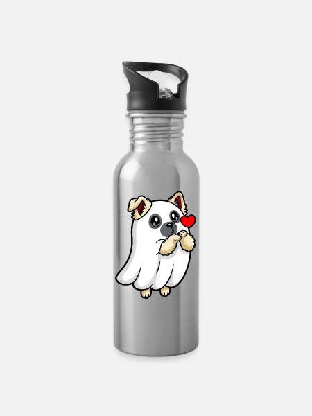 Eurasier | Puppy Ghost Ghost | Kawaii - Water bottle with straw - silver