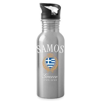 Samos Griechenland Wappen Krone – Reise Souvenir - Trinkflasche mit integriertem Trinkhalm - Lightsilver - Rechts