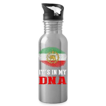 DNA Iran Flagge - Trinkflasche mit integriertem Trinkhalm - Lightsilver - Rechts