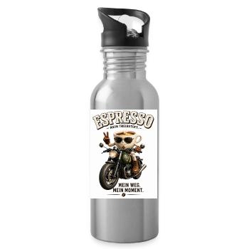 Espresso Motorrad-Motiv - Trinkflasche mit integriertem Trinkhalm - Lightsilver - Rechts