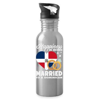 Drapeau de la République dominicaine Dom Rep Pride - Gourde avec paille intégrée - argent clair - Droite