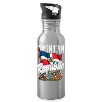Dominican Republic Flag Dom Rep Pride - Water bottle with straw - silver - Right