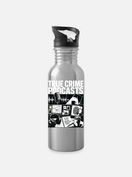 True Crime Podcast Ermittler - Trinkflasche mit integriertem Trinkhalm - Lightsilver