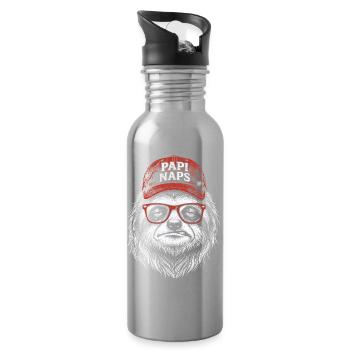 Gorille hipster avec une casquette rouge - Gourde avec paille intégrée - argent clair - Droite
