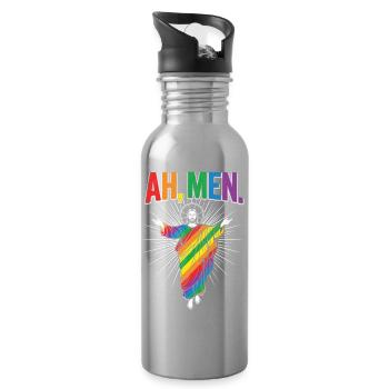 LGBTQ-Pride-Monat – Jesus. Ah, Männer - Trinkflasche mit integriertem Trinkhalm - Lightsilver - Rechts