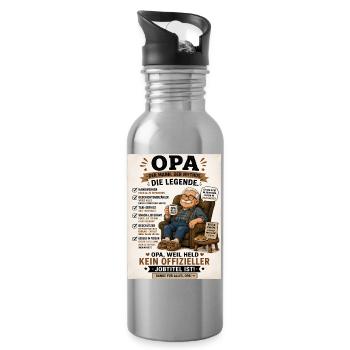 Opa Legende Der Mythos Shirt - Trinkflasche mit integriertem Trinkhalm - Lightsilver - Rechts