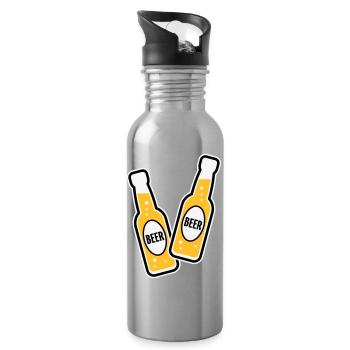 2 Toasting Beer Bottles (Beery / POS 3C) - Water bottle with straw - silver - Right