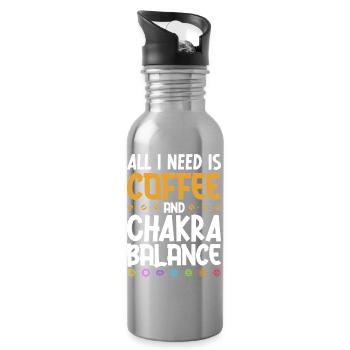Kaffee und Energiefluss - Trinkflasche mit integriertem Trinkhalm - Lightsilver - Rechts