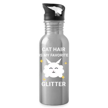 T-shirt Nuage mouton en poil de chat Pailleté - Gourde avec paille intégrée - argent clair - Droite