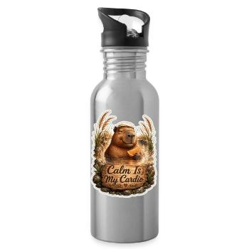 Calm Is My Cardio - Water bottle with straw - silver - Right
