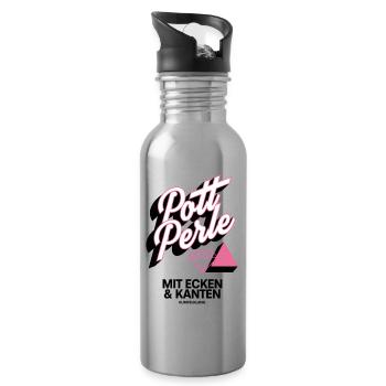 Pott Perle mit Ecken und Kanten - Trinkflasche mit integriertem Trinkhalm - Lightsilver - Rechts