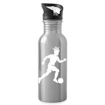 Silhouette du footballeur - Gourde avec paille intégrée - argent clair - Droite
