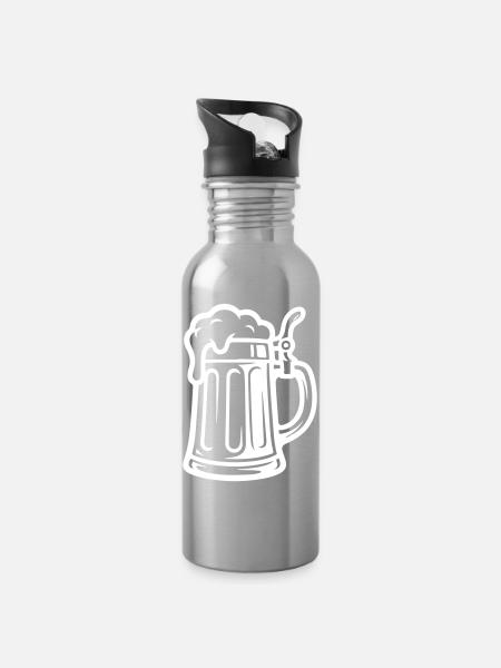 Bierkrug Symbol Bier - Trinkflasche mit integriertem Trinkhalm - Lightsilver