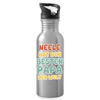 NEELE HAT DEN BESTEN PAPA DER WELT - Trinkflasche mit integriertem Trinkhalm - Lightsilver - Rechts