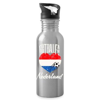 Fussball Fan Niederlande - Trinkflasche mit integriertem Trinkhalm - Lightsilver - Rechts