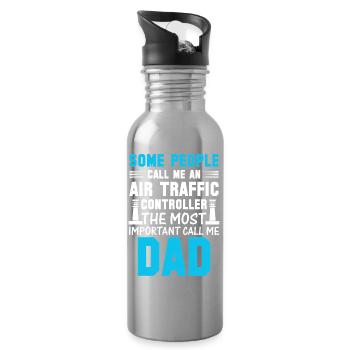 Air Traffic Controller Dad - Water bottle with straw - silver - Right