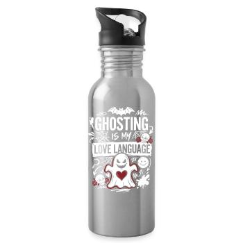 Ghosting Is My Love Language Horror - Trinkflasche mit integriertem Trinkhalm - Lightsilver - Rechts