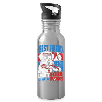 Best Friend Loyalty Four Paws - Trinkflasche mit integriertem Trinkhalm - Lightsilver - Rechts