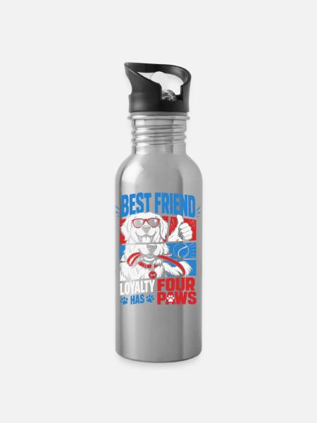 Best Friend Loyalty Four Paws - Trinkflasche mit integriertem Trinkhalm - Lightsilver