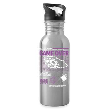 Game Over Bachelor Party Design - Water bottle with straw - silver - Right
