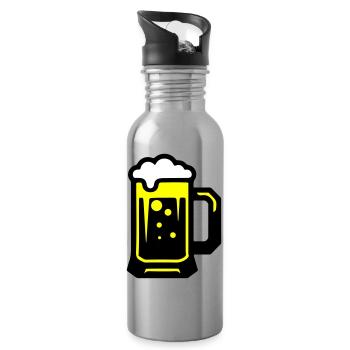 Icône du verre de bière - Gourde avec paille intégrée - argent clair - Droite