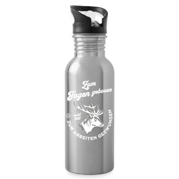 Zum Jagen geboren, zum Arbeiten gezwungen - Trinkflasche mit integriertem Trinkhalm - Lightsilver - Rechts