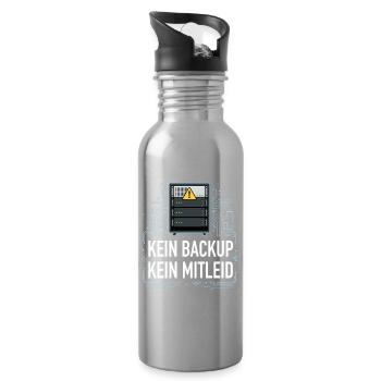 Vintage Kein Backup Kein Mitleid Lustiger Spruch  - Trinkflasche mit integriertem Trinkhalm - Lightsilver - Rechts