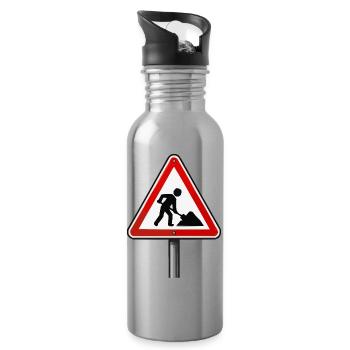 Bau Schild Warnzeichen - Trinkflasche mit integriertem Trinkhalm - Lightsilver - Rechts