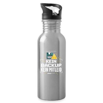 Kein Backup Kein Mitleid IT-Berater Admin - Trinkflasche mit integriertem Trinkhalm - Lightsilver - Rechts