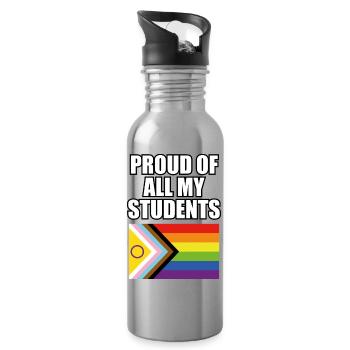 Fier de tous mes élèves LGBT Pride Enseignant en sécurité - Gourde avec paille intégrée - argent clair - Droite