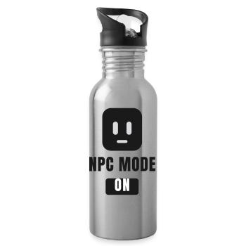 NPC Mode On - Gaming Meme - Water bottle with straw - silver - Right