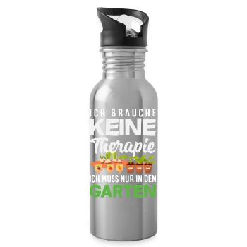 Keine Therapie Nur Garten - Trinkflasche mit integriertem Trinkhalm - Lightsilver - Rechts