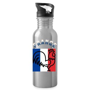 Coq et Tricolore: Art France - Gourde avec paille intégrée - argent clair - Droite