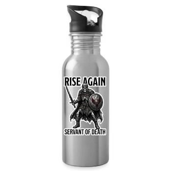 Rise Again Servant of Death,  Undead Knight Art - Water bottle with straw - silver - Right