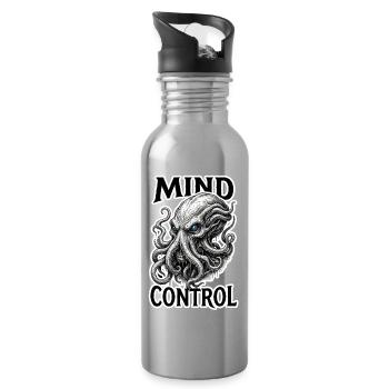 Mind Control - Dark Fantasy Brain Monster RPG - Water bottle with straw - silver - Right