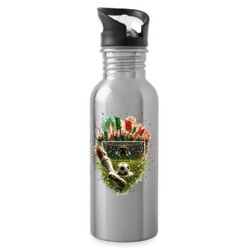 Italienischer Torjubel – Feuerwerk-Design - Trinkflasche mit integriertem Trinkhalm - Lightsilver - Rechts
