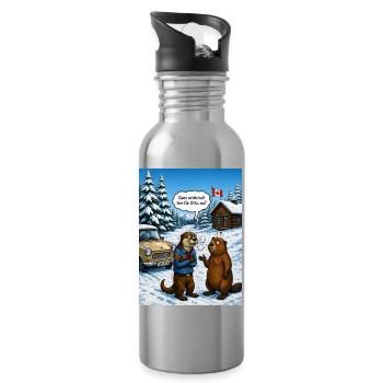 Otta, wa? – Lustiges Ottawa Otter Wortspiel - Trinkflasche mit integriertem Trinkhalm - Lightsilver - Rechts