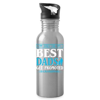Meilleur papa promu grand-père - Gourde avec paille intégrée - argent clair - Droite