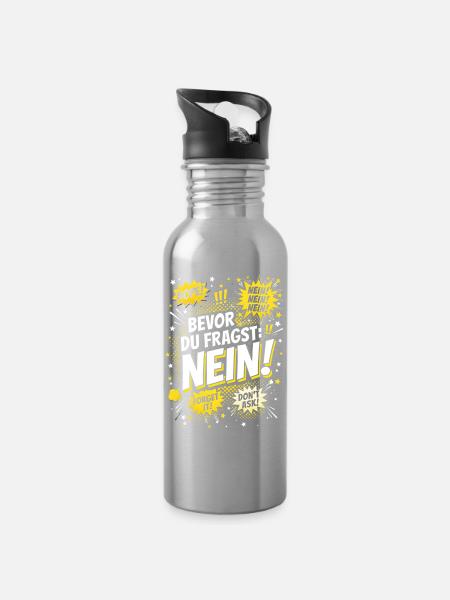 Bevor du Fragst Nein Sprüche Comic - Trinkflasche mit integriertem Trinkhalm - Lightsilver