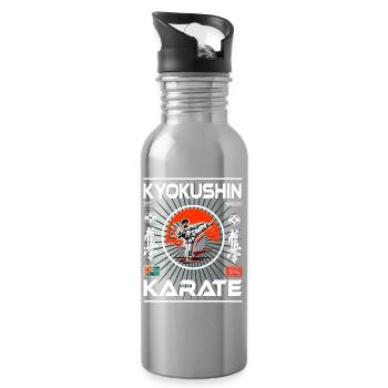 Kyokushin Karate Design für echte Karateka - Trinkflasche mit integriertem Trinkhalm - Lightsilver - Rechts