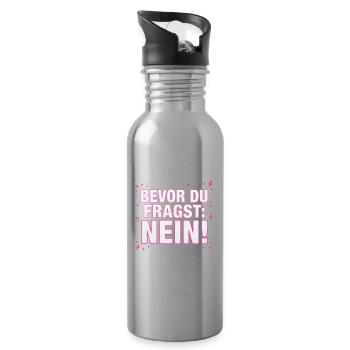 Bevor du Fragst Nein Sprüche - Trinkflasche mit integriertem Trinkhalm - Lightsilver - Rechts