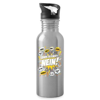 Bevor Du fragst Nein Humor Nope No - Trinkflasche mit integriertem Trinkhalm - Lightsilver - Rechts