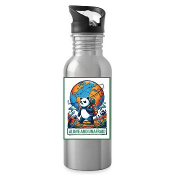 Seul et sans peur - Gourde avec paille intégrée - argent clair - Droite