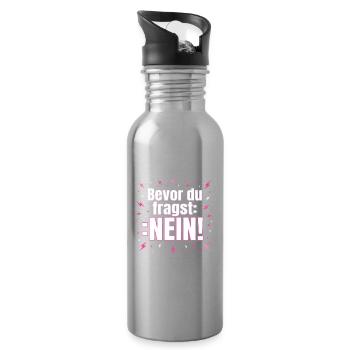 Bevor du Fragst Nein!!! Tshirt - Trinkflasche mit integriertem Trinkhalm - Lightsilver - Rechts